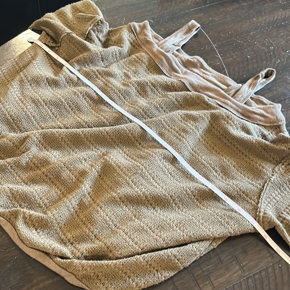 Free People Brown Off the shoulder shirt semi cropped long sleeve waffle top - Picture 13 of 15